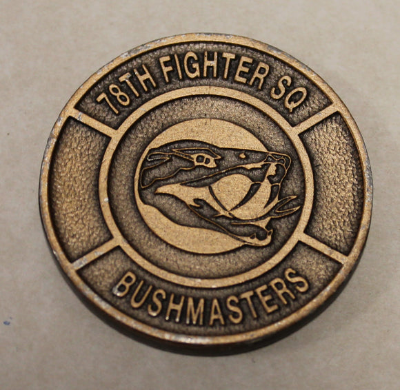 78th Fighter Squadron F-16 Aircraft Bushmasters Bronze Air Force Challenge Coin