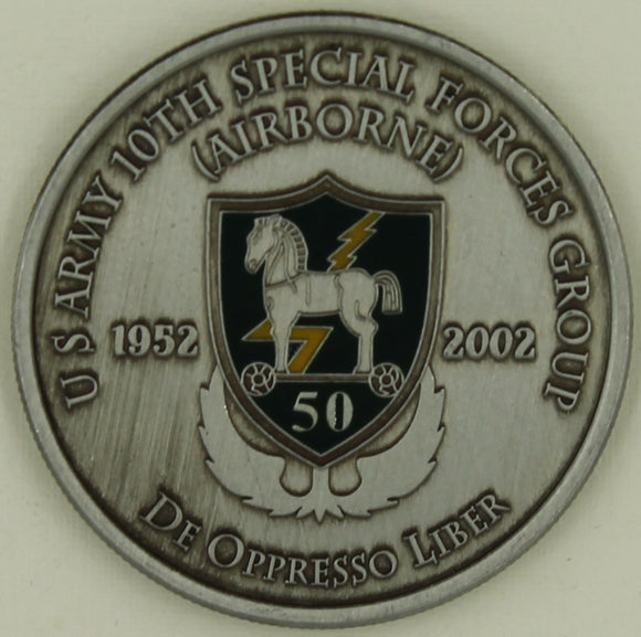 10th Special Forces Group Airborne 50th Anniversary 1952-2002 Army Challenge Coin