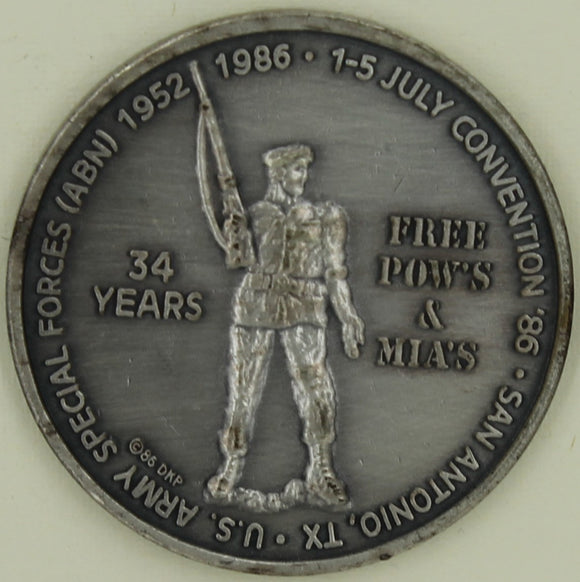 7th Annual Convention Special Forces Green Beret 1986 San Antonio TX 34 Years Army Challenge Coin