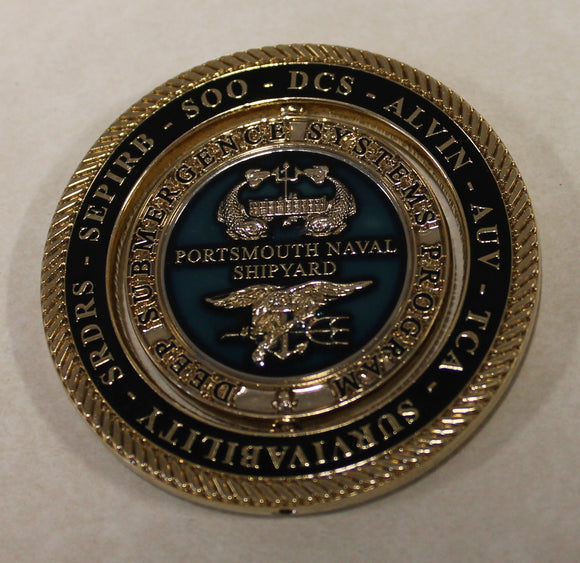 Deep Submergence Systems Program SDVT-1 ASDS DDS Portsmouth Naval Ship Yard 25 Years 1994-2019 SEAL / Diver Spinner Navy Challenge Coin