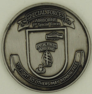 5th Special Forces Group Airborne Antique Silver Finish 1985 Army Challenge Coin