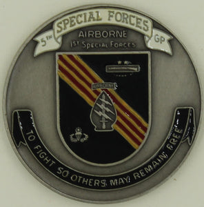 5th Special Forces Group Airborne w/ Hard Baked Enamel Army Challenge Coin