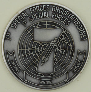 7th Special Forces Group Airborne 1980s Silver Finish Army Challenge Coin