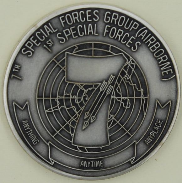 7th Special Forces Group Airborne 1980s Silver Finish Army Challenge Coin