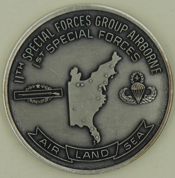 11th Special Forces Group Airborne Silver Finish 1980s Army Challenge Coin