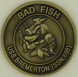 USS Bremerton Sub/Submarine SSN-698 Bad Fish Commander Navy Challenge Coin