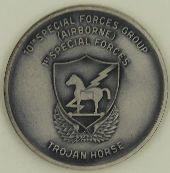 10th Special Forces Group Airborne 1980s Silver Finish Army Challenge Coin