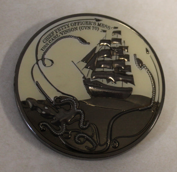 USS Carl Vinson Aircraft Carrier CVN-70 Compass Chiefs Mess Navy Challenge Coin