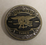 Naval Special Warfare SEAL Team Three / 3 Black Nickel LLTB Challenge Coin