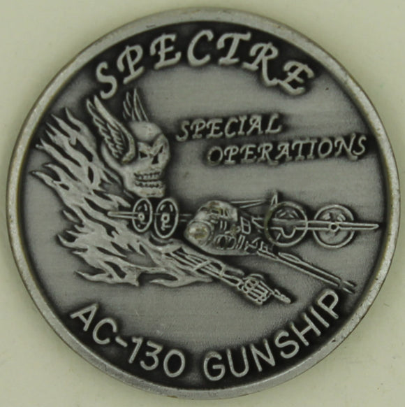 Ghost Riders Spectre AC-130 Gunship Special Ops Silver Finish Air Force Challenge Coin