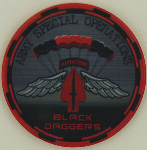 Army Special Forces/Operations Jump Team Black Daggers Poker Chip Challenge Coin