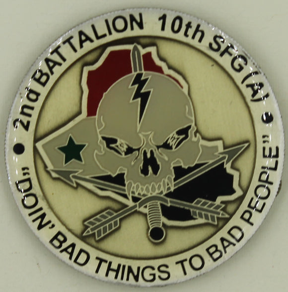 10th Special Forces Grp Airborne Doin' Bad Things To Bad People Army Challenge Coin