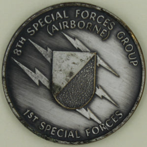 8th Special Forces Group Airborne Silver Finish 1980s ser#0017 Army Challenge Coin