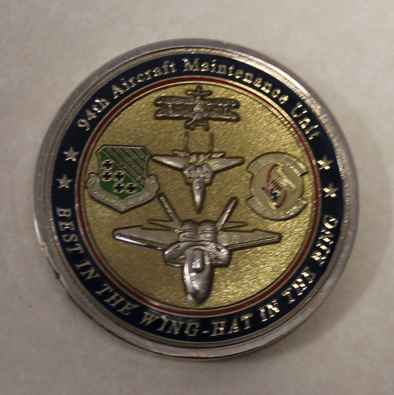 94th Fighter Squadron 94th Aircraft Maintenance Unit AMU Hat in the Ring  F-15 / F-22 Air Force Challenge Coin