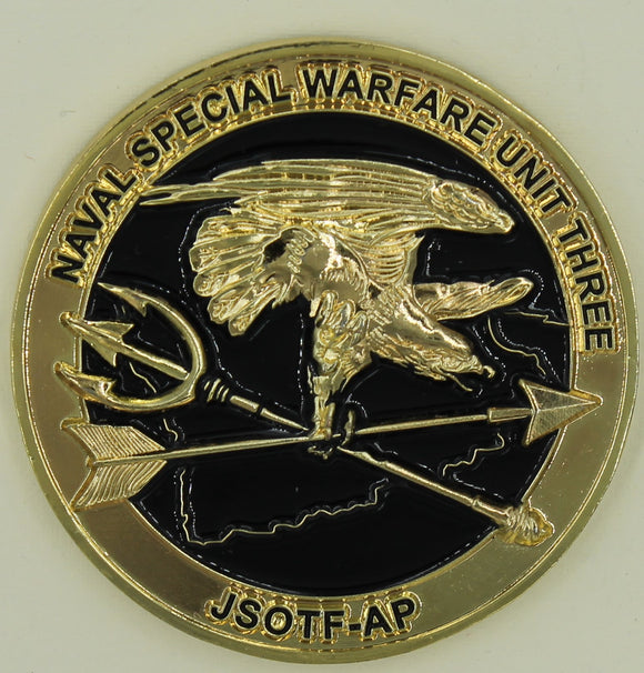 CMC J T Linzy Naval Special Warfare Unit 3/Three JSOTF-AP SEAL Challenge Coin