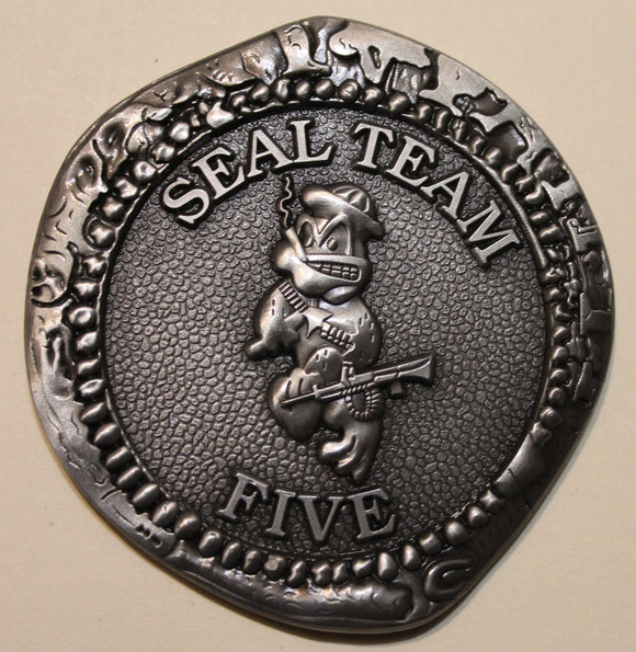 SEAL Team 5 / Five Silver Finish Doubloon Navy Challenge Coin
