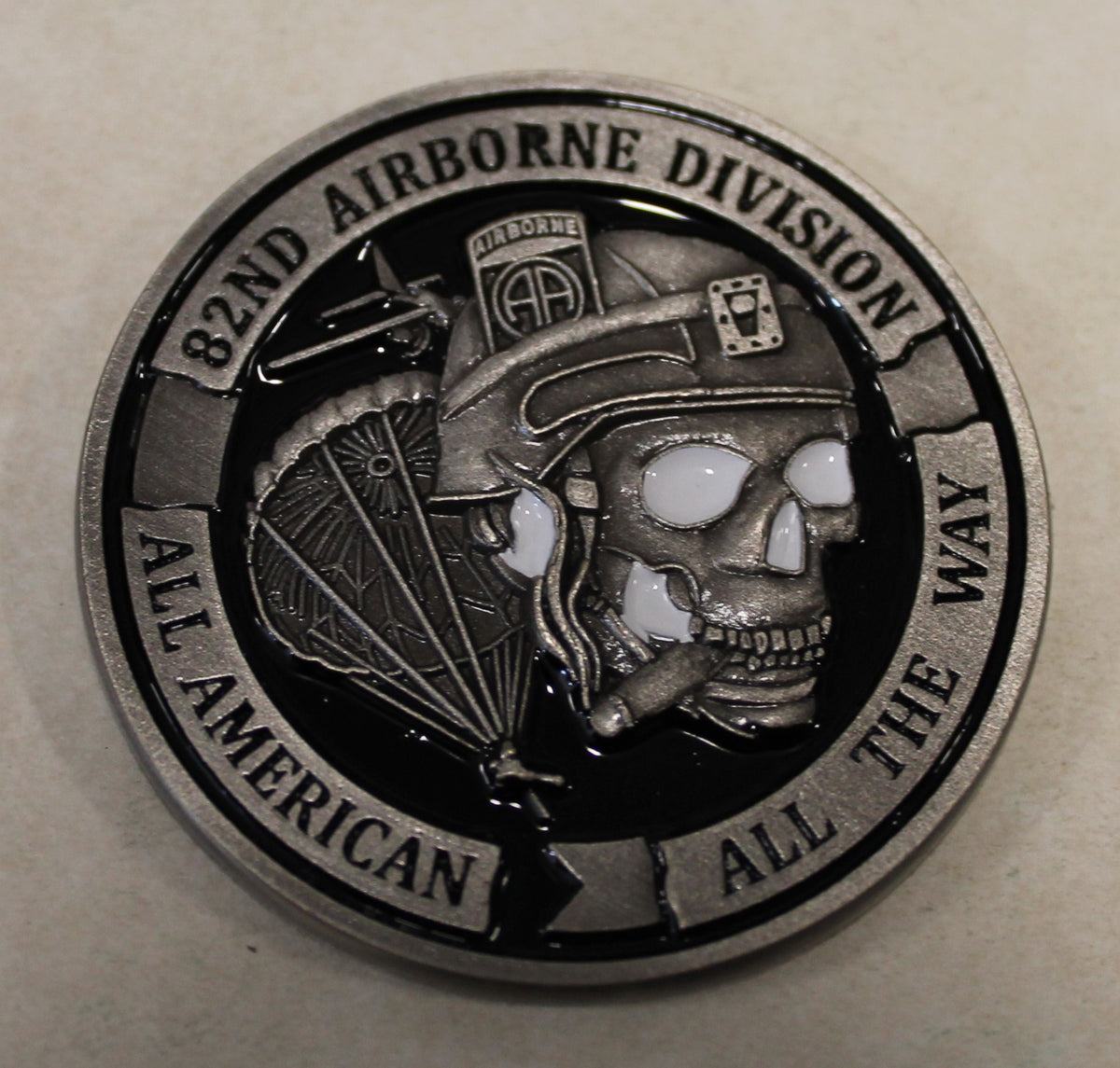 82nd Airborne Division All American Smoking Skull Veteran Army Challen ...