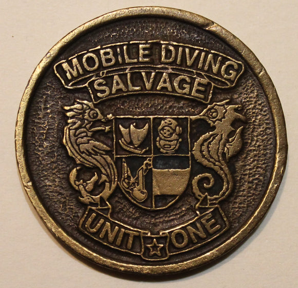 Mobile Diving Salvage Unit 1 / One Vintage Deep Sea Diver Navy Challenge Coin