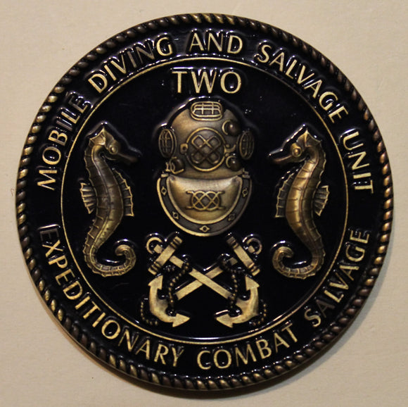 Mobile Diving Salvage Unit 2 / Two Deep Sea Diver Expeditionaty Combat Salvage Navy Challenge Coin