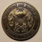 Mobile Diving Salvage Unit 2 / Two Deep Sea Diver Expeditionaty Combat Salvage Navy Commander Challenge Coin