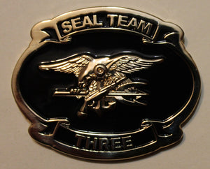 SEAL Team 3 / Three Ser #086 Oval Shaped Chief's Mess Navy Challenge Coin