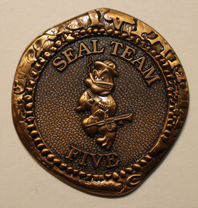 SEAL Team 5 / Five Bronze Finish Doubloon Navy Challenge Coin