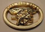 Naval Special Warfare SEAL Team 7 / Seven Gold Finish Oval Shaped Navy Challenge Coin