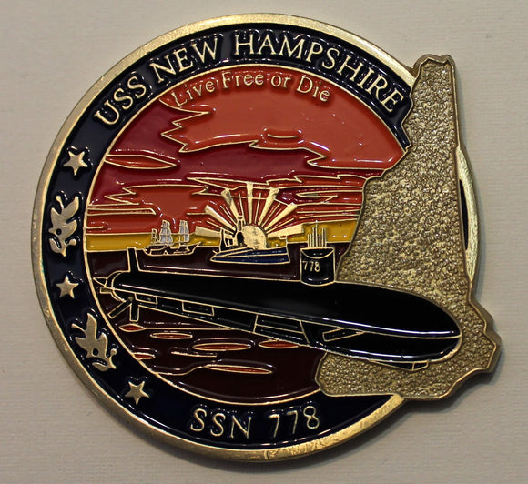 USS New Hampshire Submarine / Sub SSN-778  Live Free or Die Navy Challenge Coin