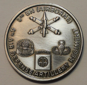 82nd Airborne 3rd Battalion 4th Air Defense Artillery ADA Regiment Sky Striker Army Challenge Coin