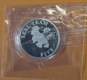 Naval Special Warfare SEAL Team 5 / Five Silver Serial #0444 Navy Challenge Coin