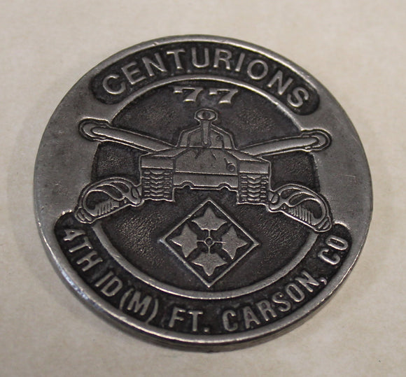 4th INFANTRY DIVISION  2nd Battalion 77th Armored Regiment Tank Regiment Centurionsn Army Challenge Coin