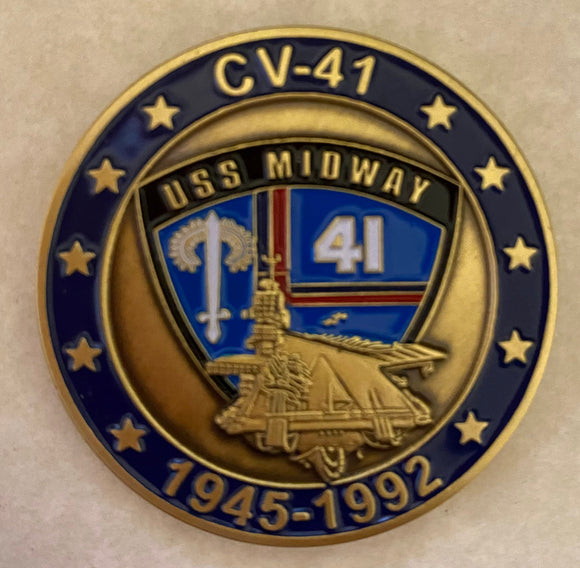USS Midway CV-41 1945-1992 Navy Challenge Coin