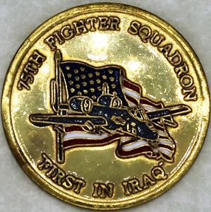 75th Fighter Squadron OIF 1st In Iraq A-10 Warthog Air Force Challenge Coin