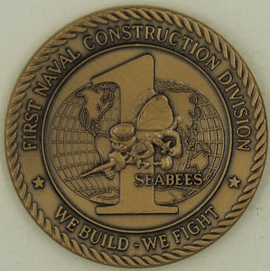 1st Naval Construction Div DET Guam Camp Covington Seabee/CB Challenge Coin