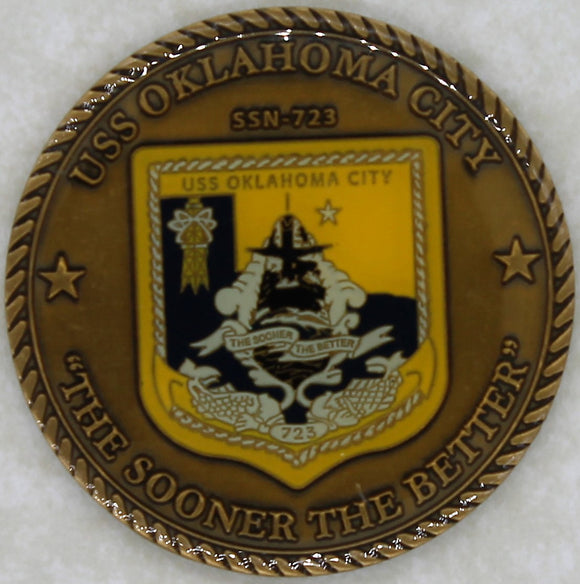 USS Oklahoma City SSN-723 Commander Navy Challenge Coin