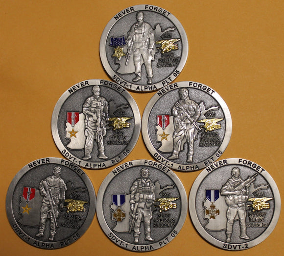 SEAL Delivery Vehicle Team SDVT-1 Ser #1374 Memorial Six Navy Challenge Coin Lot