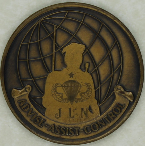 Tactical Air Control Party TACP ser# 012 engraved: JLN 1984 Version 1 Air Force Challenge Coin