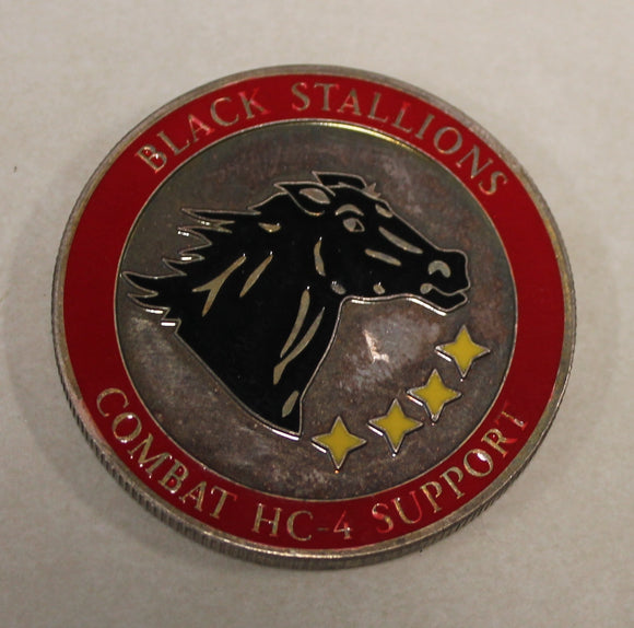 Helicopter Combat Support Squadron FOUR HC-4 Sigonella Italy Black Stallions Silver Navy Challenge Coin