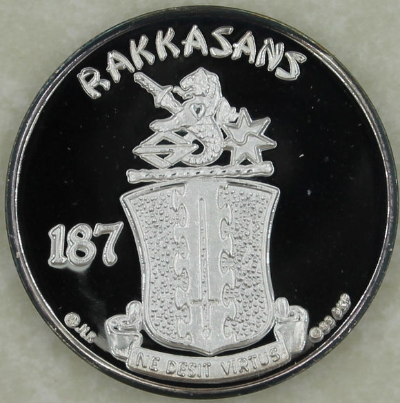101st Airborne Division 187th Infantry Rakkasans Fine Silver ser# 41 Army Challenge Coin