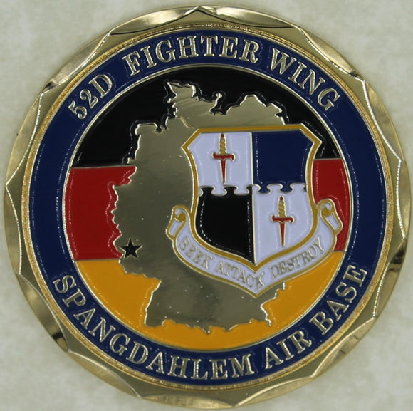 52nd Fighter Wing Spangdahlem Air Base Germany F-16 - A-10 Air Force Challenge Coin