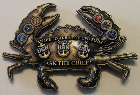San Diego Area Explosive Ordnance Disposal EOD CRAB Chief's Mess Navy Challenge Coin