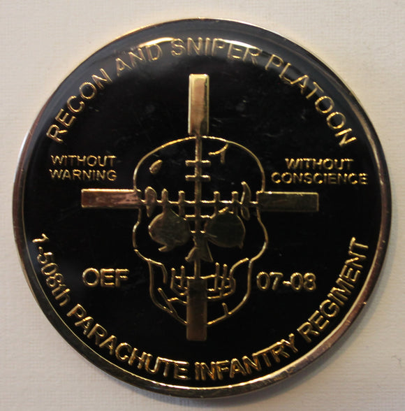 508th Parachute Infantry Regiment 1st Battalion Airborne Recon & Sniper Platoon Army Ranger Challenge Coin