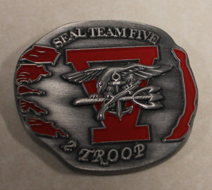 SEAL Team 5 / Five, 2 Troop Navy Challenge Coin