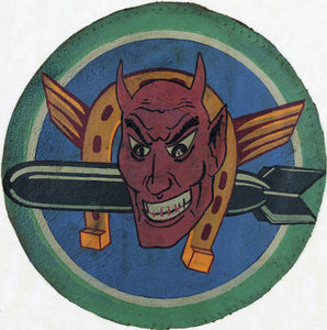 614th Bomb/Bombardment Sq Hand Painted WWII Leather Patch
