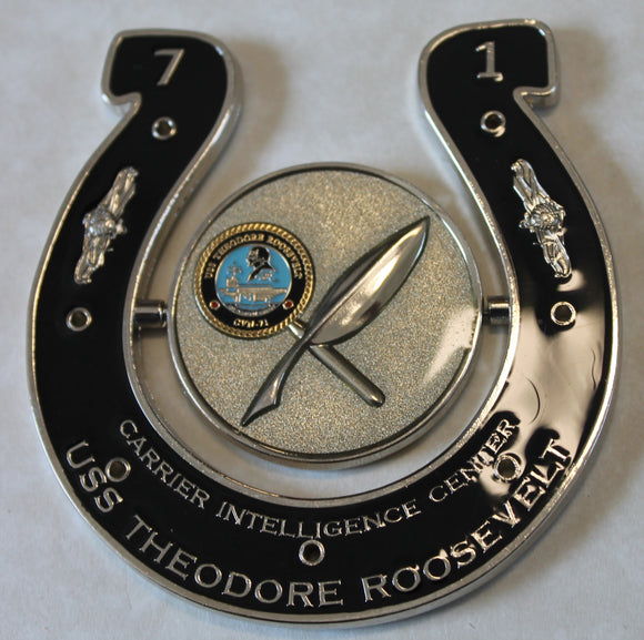 USS Theodore / Teddy Roosevelt (CVN-71) Carrier intel Center Navy Challenge Coin