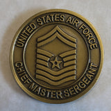 Chief / CMSgt Old Stripe / Chevron Air Force Bronze Challenge Coin