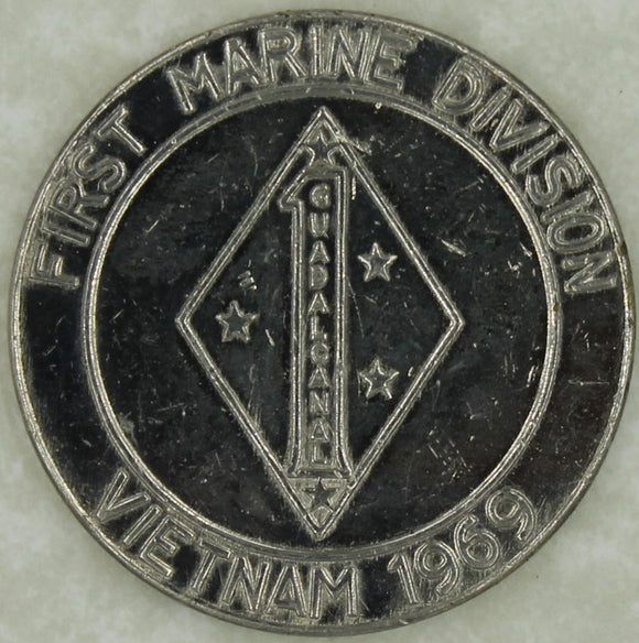1st Marine Division Vietnam 1969 Silver Plated Bronze Marine Challenge Coin