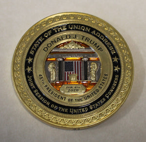 Donald J. Trump 45th President of the United States of America 2020 Historical State of the Union Speech Serial #d Challenge Coin