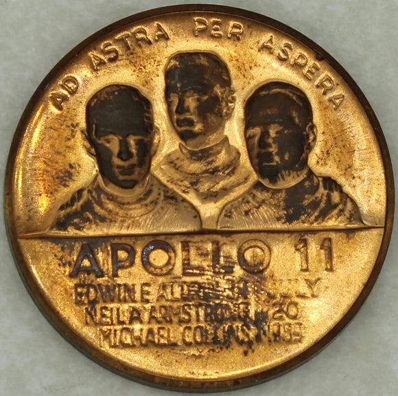 USA First On The Moon Ad ASTRA PER ASPERA Apollo 11 Bronze Coin