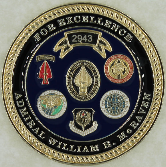 Admiral William H McRaven Commander US Special Operations Command SOCOM SEAL serial # 2943 Navy Challenge Coin